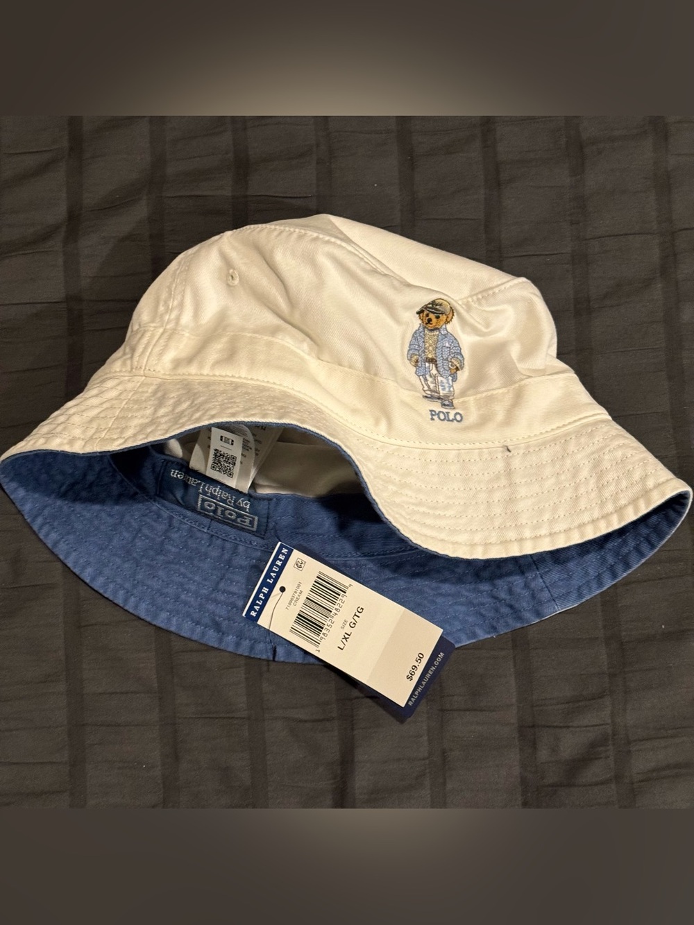 Ralph Lauren White & Blue Polo Bear Men’s & Women’s & Kid’s Bucket Hat